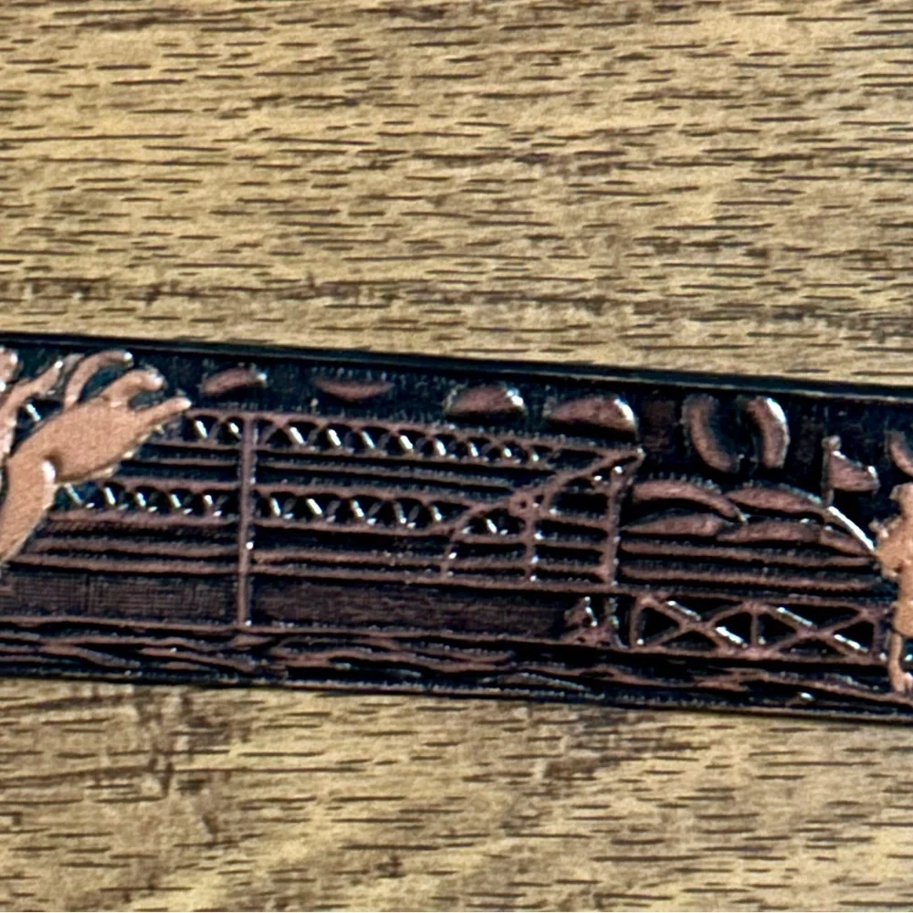 Nocona ~Boy's Size 26 ~Bull Rider Belt Buckle W/ Brown Rodeo Scene Leather Belt - Picture 7 of 9
